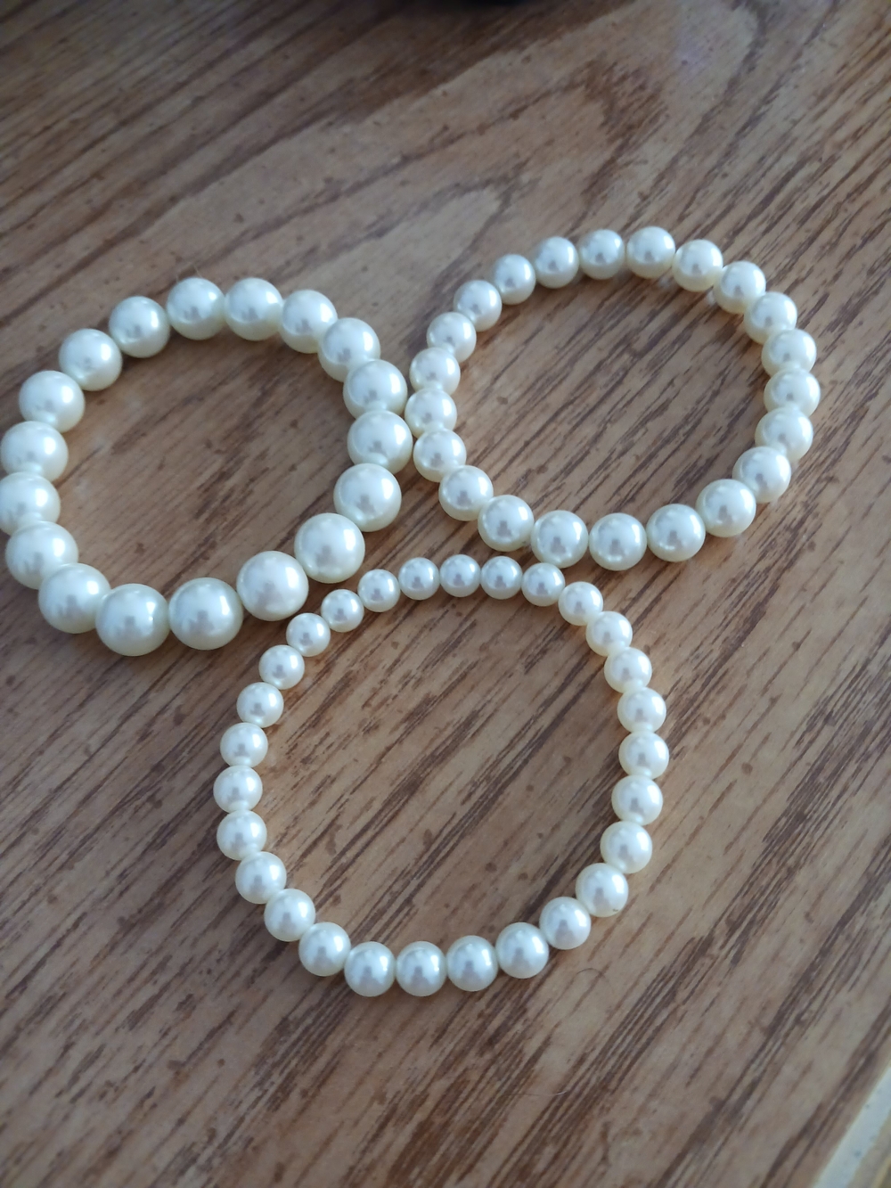 Pearl Stretch Bracelet Trio - Elegant White Beaded Bracelets